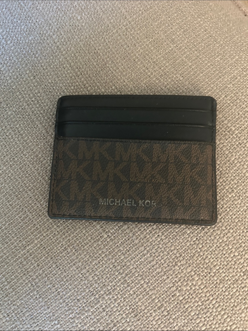 Michael Kors Brown & Black Signature Card Holder EUC